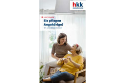 Die Broschüre für pflegende Angehörige wird abgebildet.