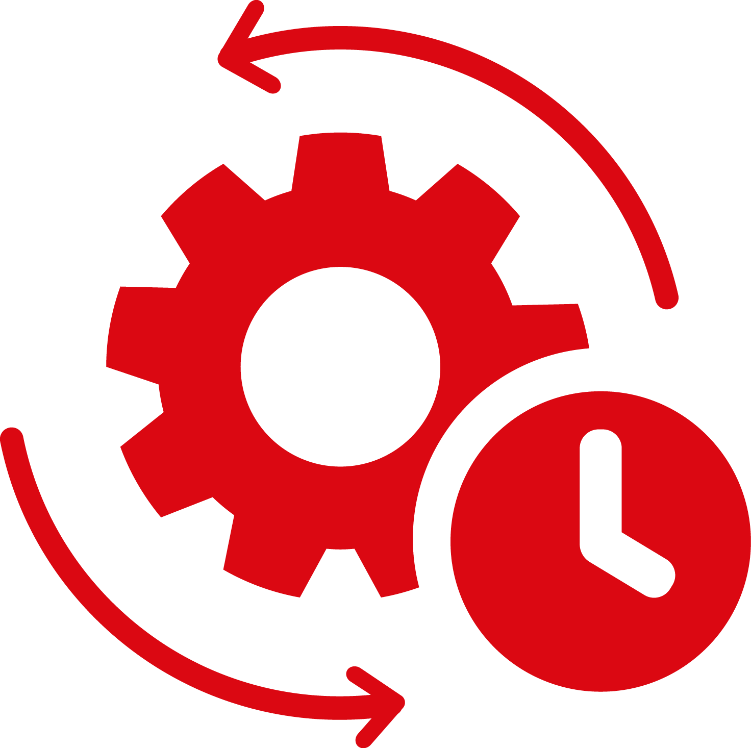 Das Icon zeigt ein Zahnrad und eine Uhr in rot.