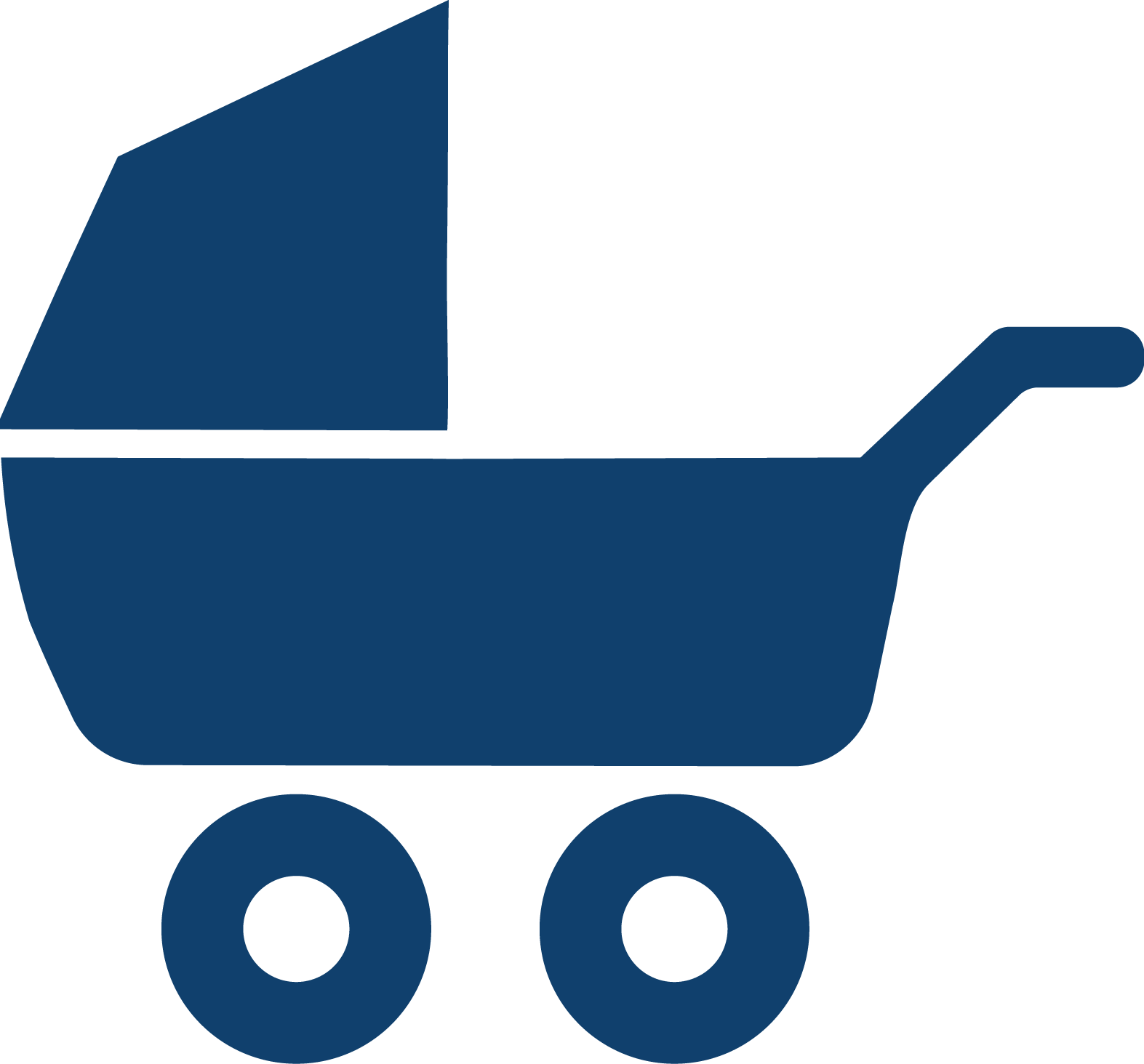 Das Icon zeigt einen blauen Kinderwagen.